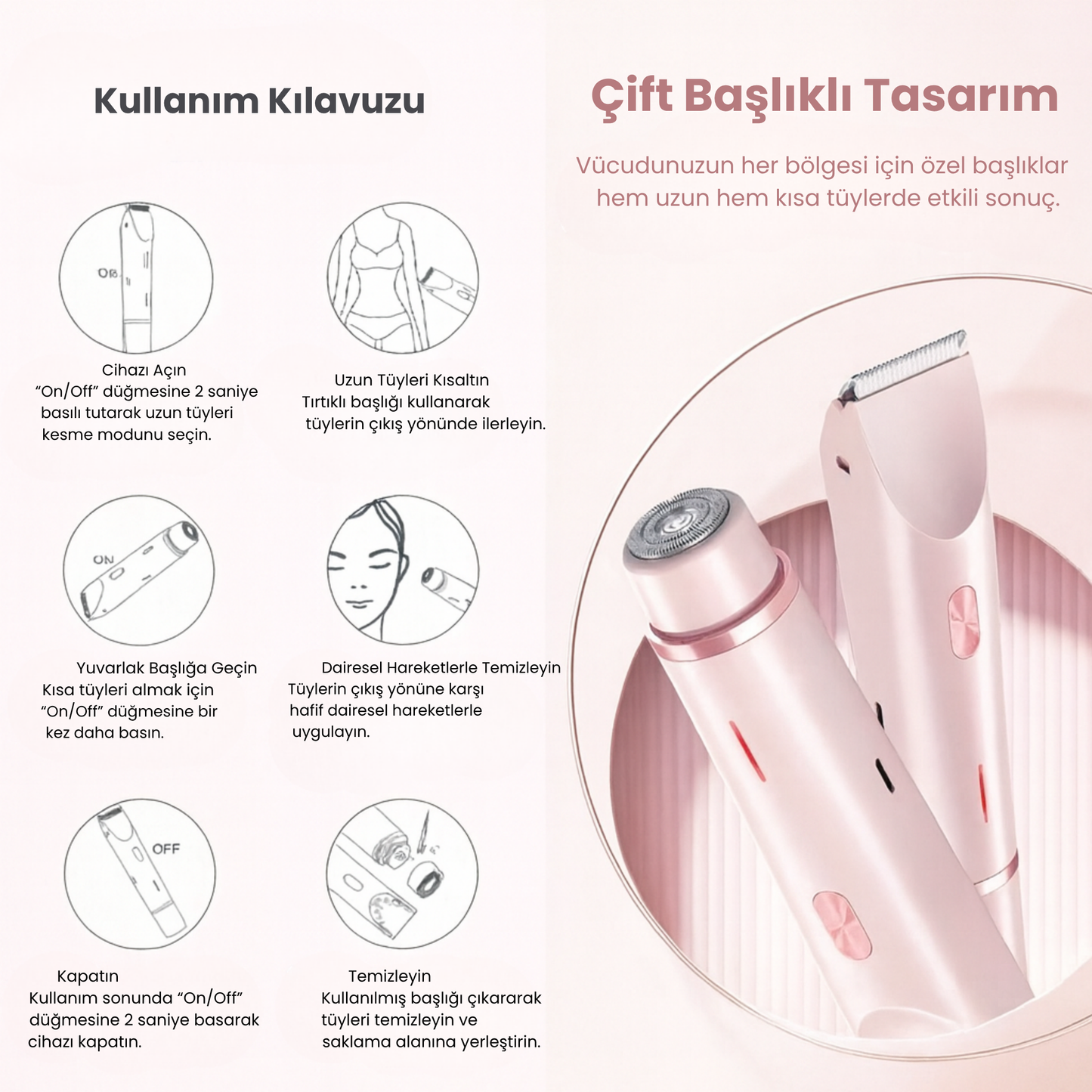 Puraura –  2’si 1 Arada Vücut Tıraş Cihazı